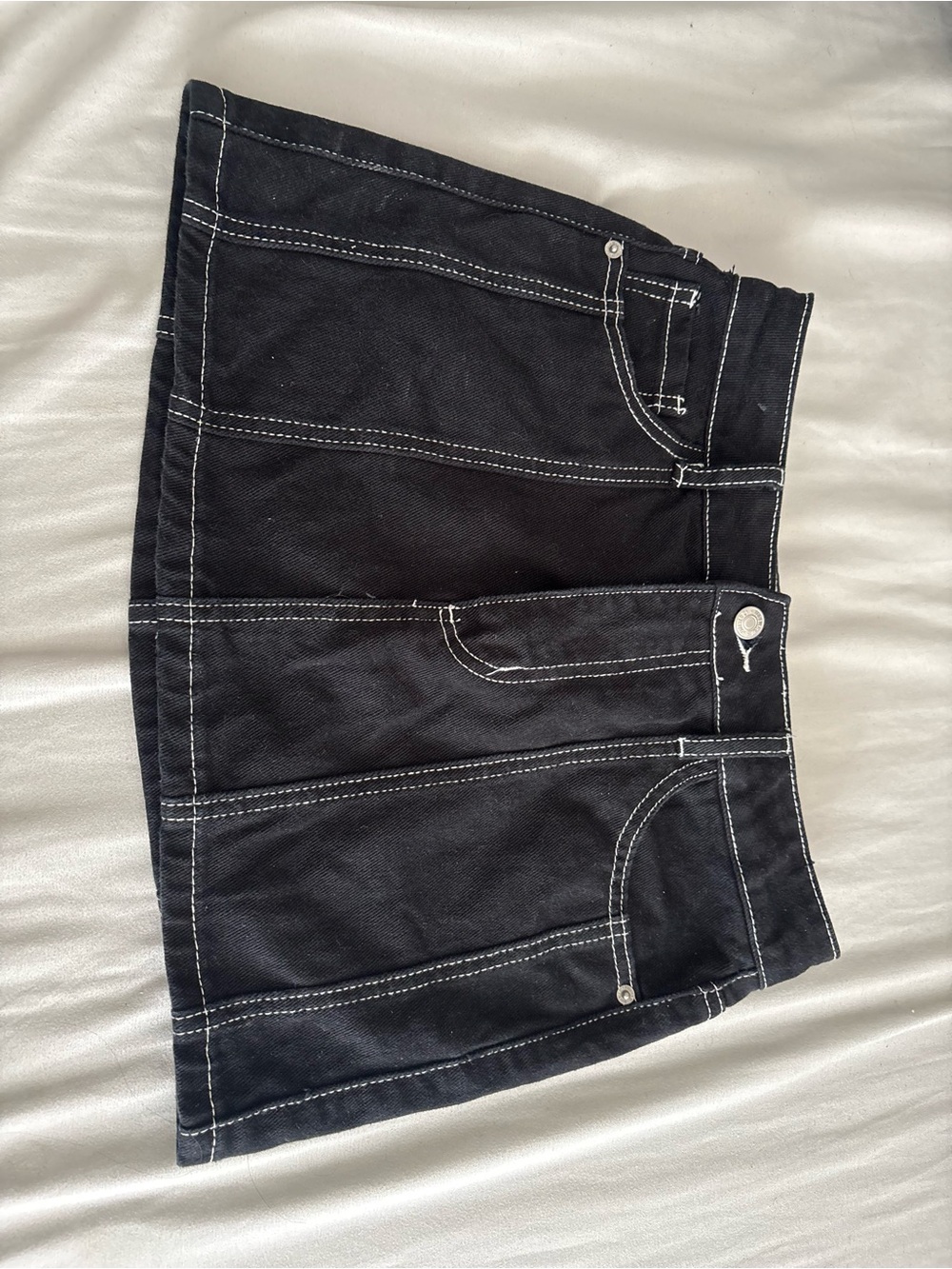 Forever 21 Black Mini Skirt with White Contrast Stitching
